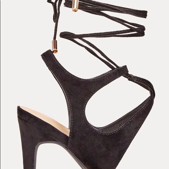 Just Fab black heel sandals with ankle straps - Picture 2 of 7
